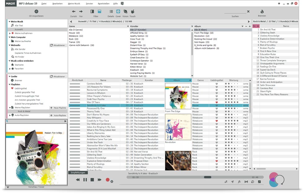 Alle gängigen Musikverwaltungsprogramme haben eine Art Ranking, mit dem jeder einzelne Song individuell bewertet werden kann.