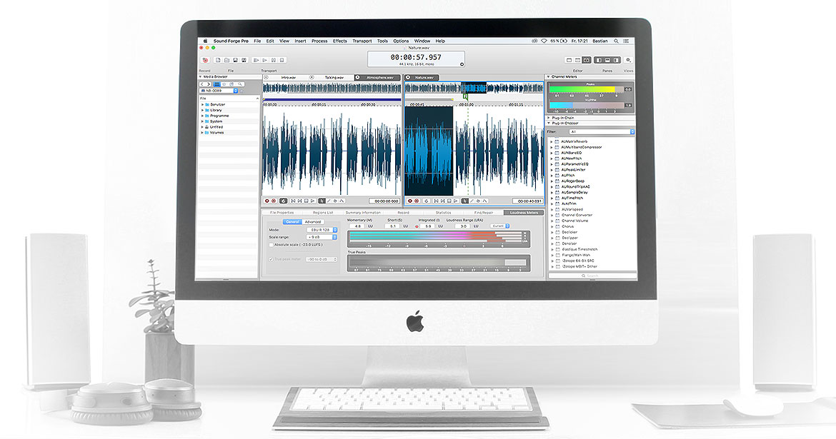 Audioaufnahme, Editing, Verarbeitung und Mastering für Mac OS.