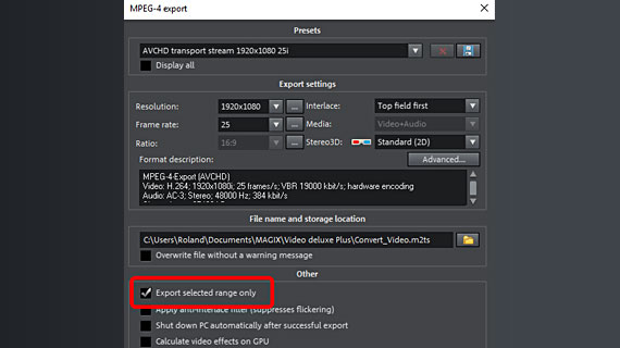 Changing the video format of ranges