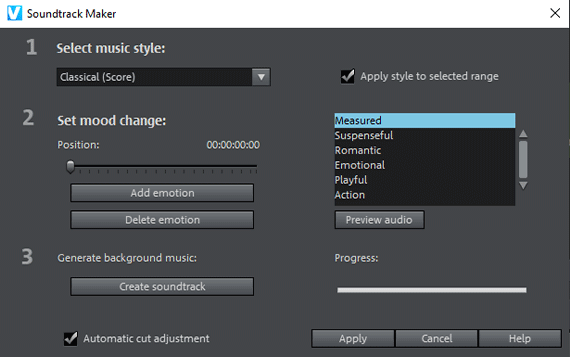 Add music to video: Set range