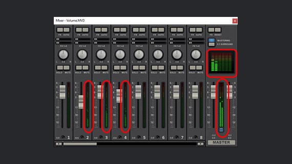 Volume regelen met piekmeter