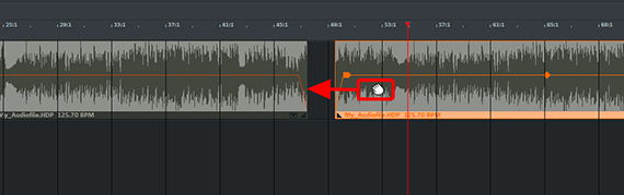 Dragging audio objects together to close gaps