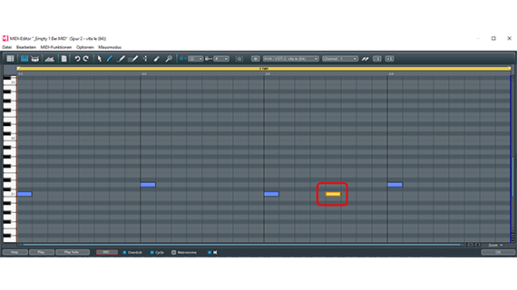 Kick-Drum im MIDI-Editor in zwei kürzere Schläge aufteilen