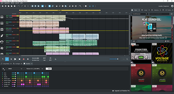Screenshot MUSIC MAKER Interface mit geöffnetem Remix Agent
