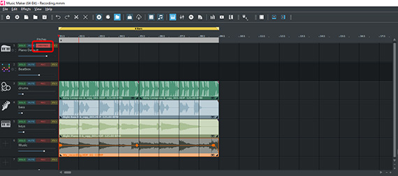 Switch track to MIDI record mode