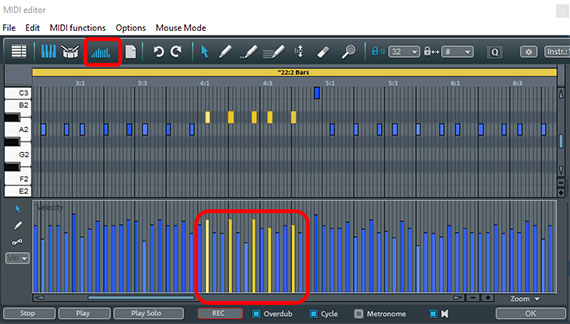 Adjust the bars in the Velocity Editor