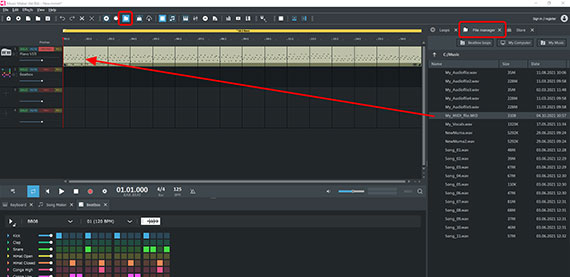 Open the file manager and load the MIDI file