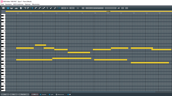 MIDI-Noten im MIDI-Editor