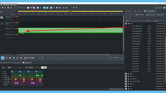 Loading an audio file from the file manager