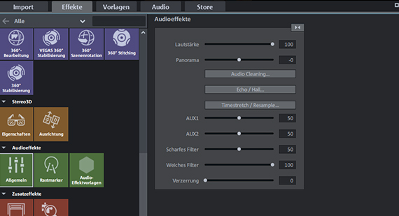 Audio effects dialog