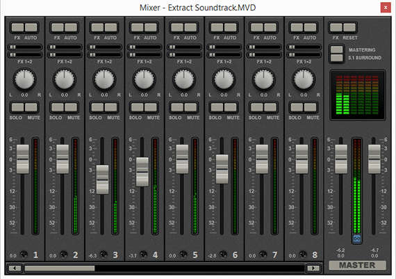 Removing audio: Audio mixer