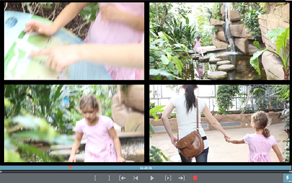 Collage de vídeos con cuatro vídeos