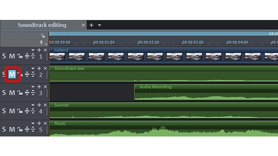 Editar faixa de áudio: aumentar o volume