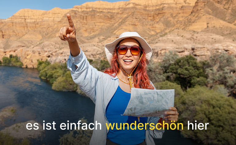 Mitlaufende Untertitel Women in front of canyon