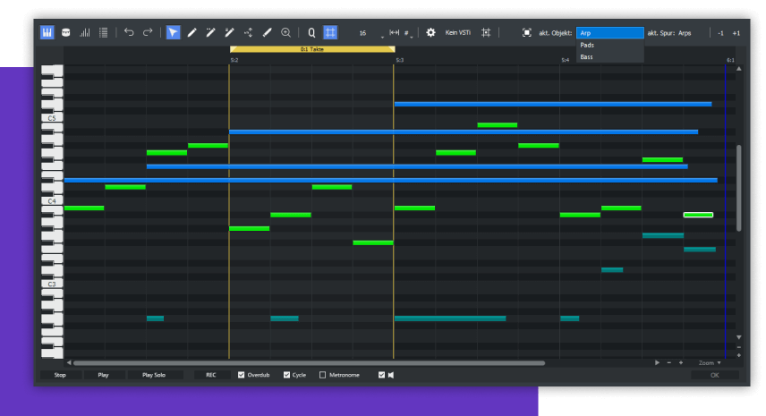 Edición multiobjeto MIDI