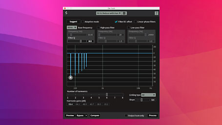 De-hum for reducing background noise and line noise De-hum for reducing background noise and line noise