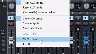 Open AUX inserts from the AUX menu Open AUX inserts from the AUX menu