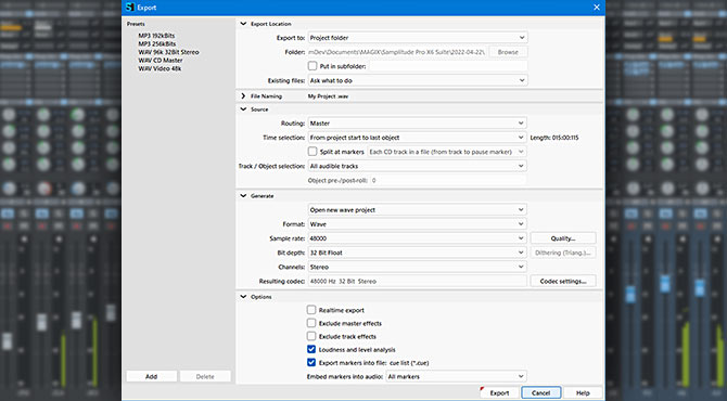 Workflow di esportazione migliorato