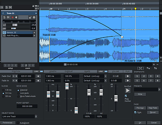 Precise crossfade editing