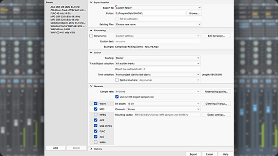 Workflow di esportazione migliorato