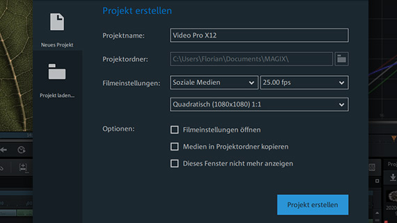 Überarbeiteter Startdialog Überarbeiteter Startdialog