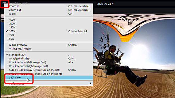 Switching between 360 video and standard (2D) display