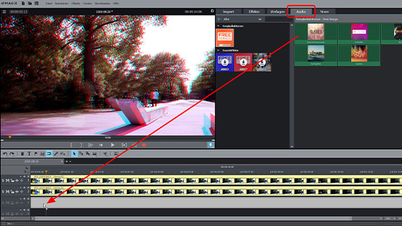 Musikspur für 3D-Video Mitgelieferte Hintergrundmusik laden