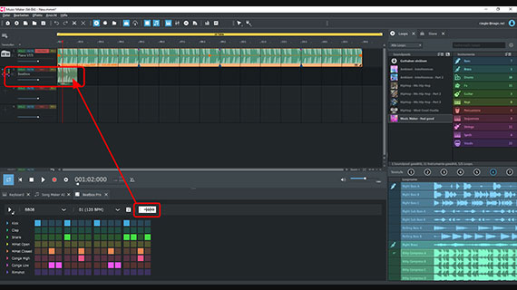 Wellenform-Symbol per Drag & Drop in die Beatbox-Spur ziehen