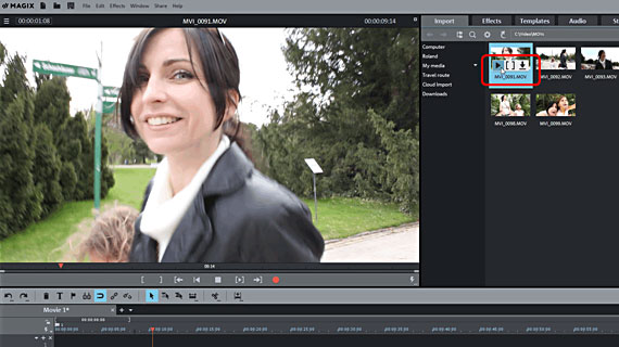 Podgląd w Media Pool Nagrywanie płyty DVD: import pliku