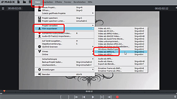 Trailer als MP4-Datei Trailer exportieren