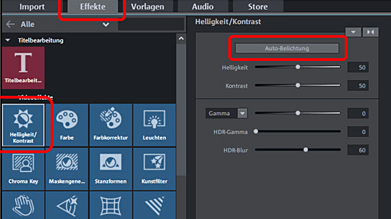 Autobelichtung Videooptimierung