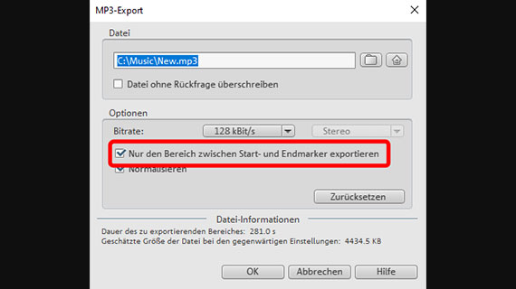 MP3-Datei exportieren