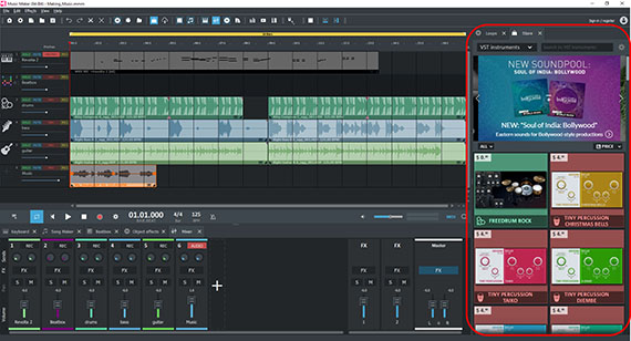 Free VST instrument Install additional VST instruments or soundpools in the store