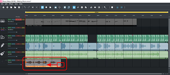Trim audio recording Pinch audio along object edge