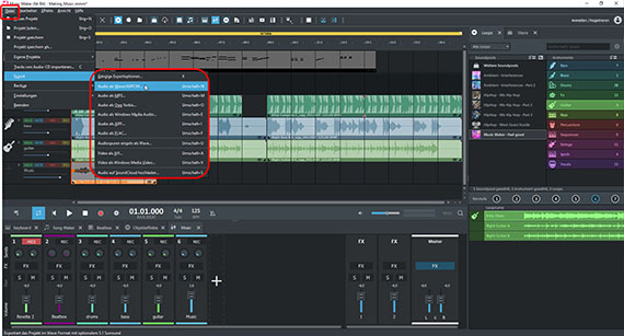 Dateiexport Eigene Musik im WAV- oder OGG-Format exportieren