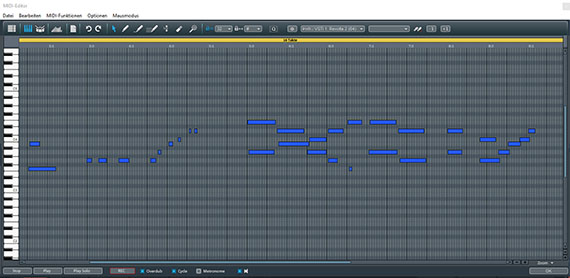 MIDI-Editor Aufgenommene Melodien im MIDI-Editor korrigieren oder ergänzen