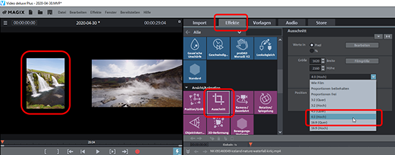 Bild im Split-Screen beschneiden Split-Screen anpassen: Ausschnitt im 4:3-Hochformat