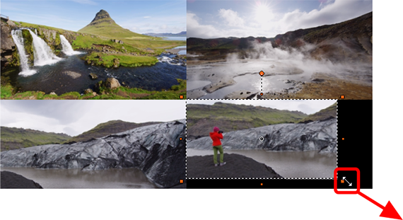 Split-Screen selber gestalten Bildgröße aufziehen