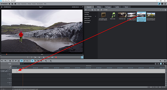 Text in Video einfügen: Import Videodatei laden