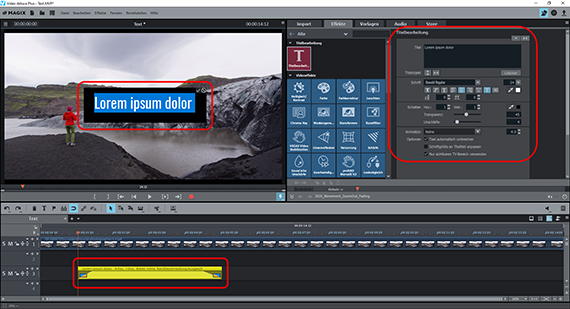 Eingefügte Text-Vorlage Text in Video einfügen