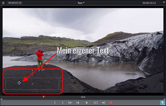 Bildposition anpassen Text in Video einfügen und im Bild verschieben