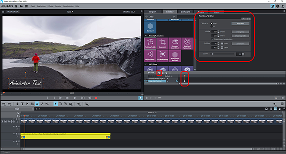 Text animieren: Startposition Keyframe-Animation