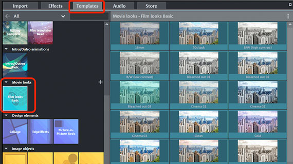 Make a video brighter with film looks Movie looks