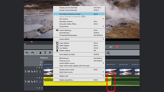 Lautstärkeregler am Audio-Objekt Lautstärke manuell erhöhen