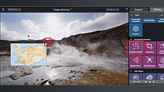 Effekt "Position/Größe" Video-Overlay: Bildgröße ändern