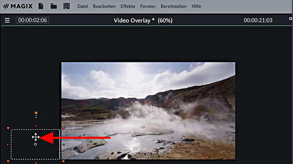 Startposition außerhalb Video-Overlay von außen ins Bild fliegen lassen