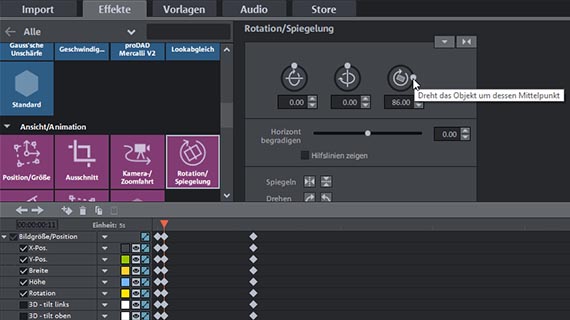 Keyframe-Animation zum Video drehen Videos dynamisch drehen
