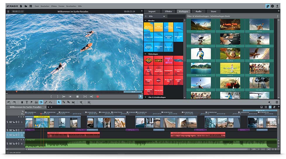 Die Bearbeitung im Videobearbeitungsprogramm Die Bearbeitung im Videobearbeitungsprogramm