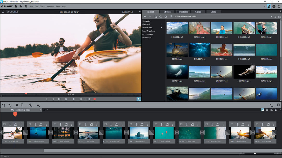 A full view of the MAGIX Movie Edit Pro user interface