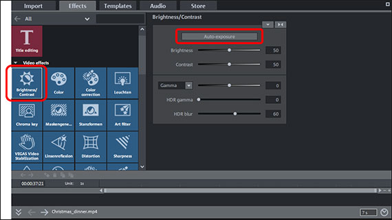 Automatische 1-klikbelichting in de "Helderheid/Contrast" editor